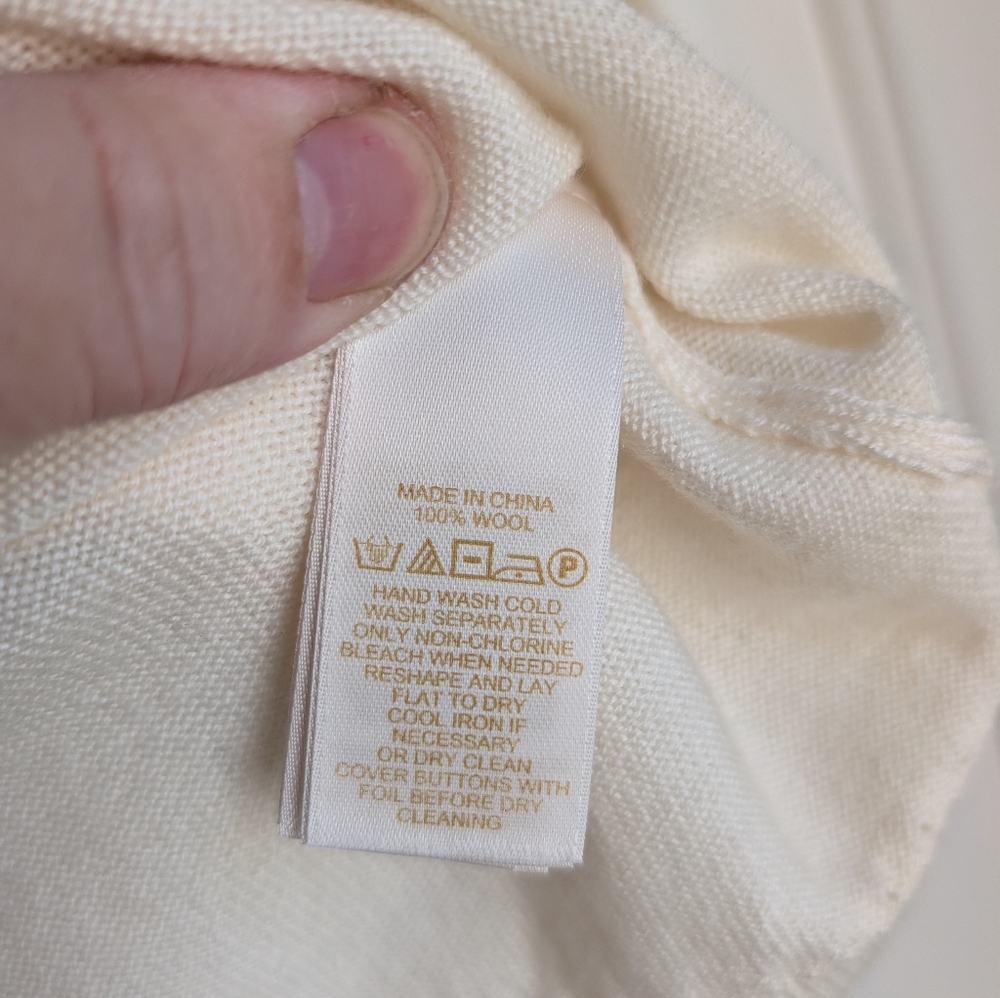 Kate Spade Fine Knit Wool Cardigan, M, Cream - Picture 6 of 6